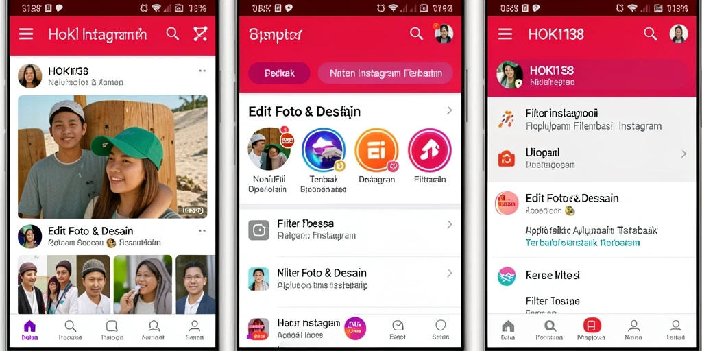 Antarmuka HOKI138 dengan fitur Filter Instagram yang menarik.