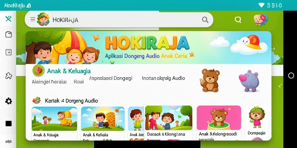 Antarmuka HOKIRAJA yang ramah dan menarik untuk anak-anak.