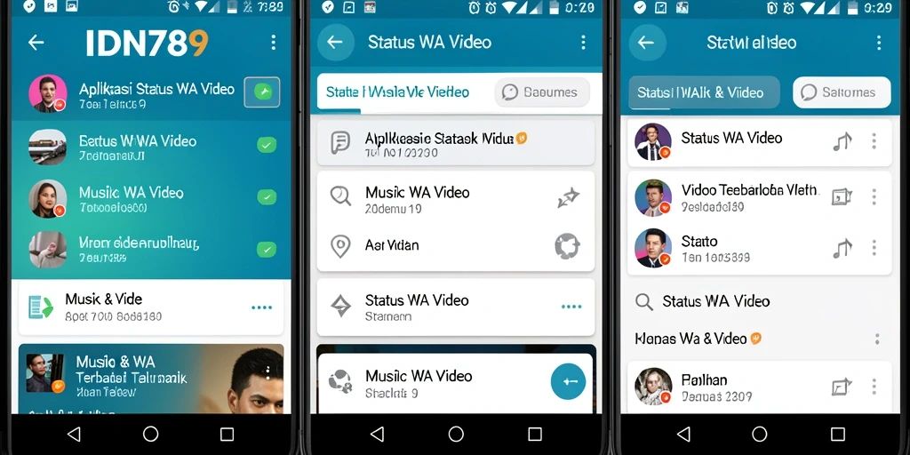 Antarmuka pengguna IDN789 untuk status WA video yang menarik.