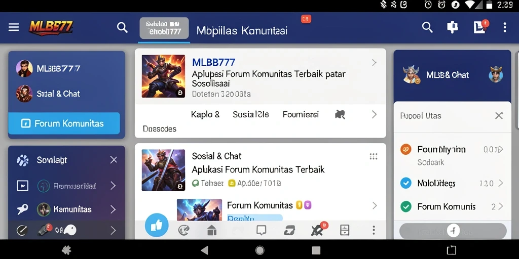 Tampilan antarmuka pengguna aplikasi Forum Komunitas MLBB777.