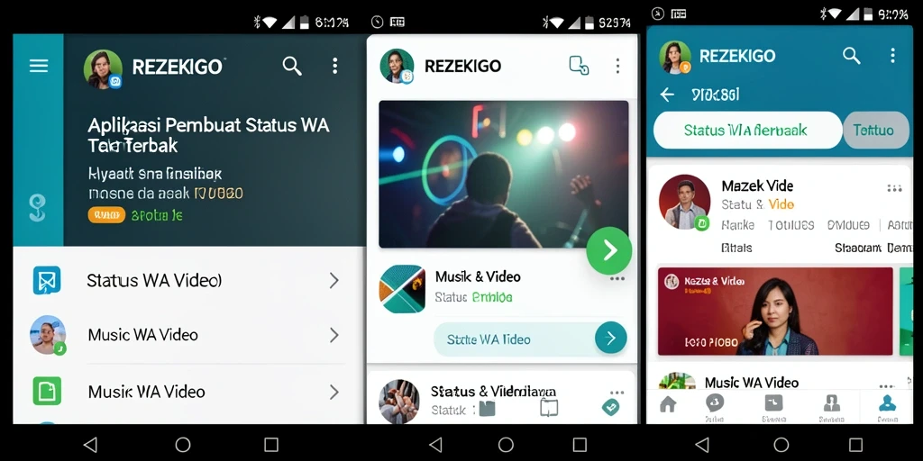 Antarmuka aplikasi REZEKIGO saat membuat status WA video.